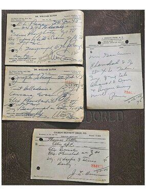 4 Rx Prescriptions 1948 Belladonna Codeine Elixir Phenobarbital Drug Pharmacy